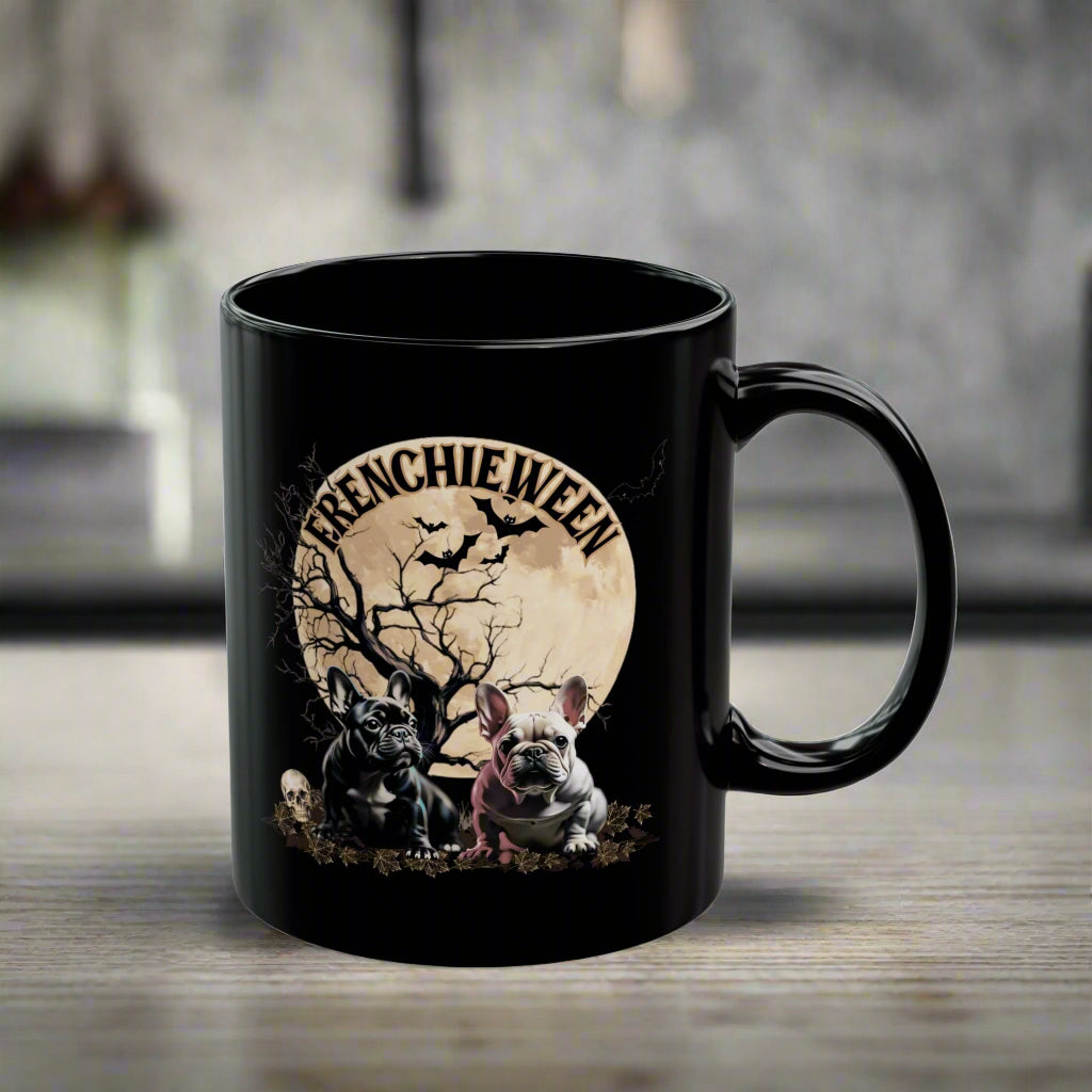 Mug French Bulldog Halloween Bats Fall Black
