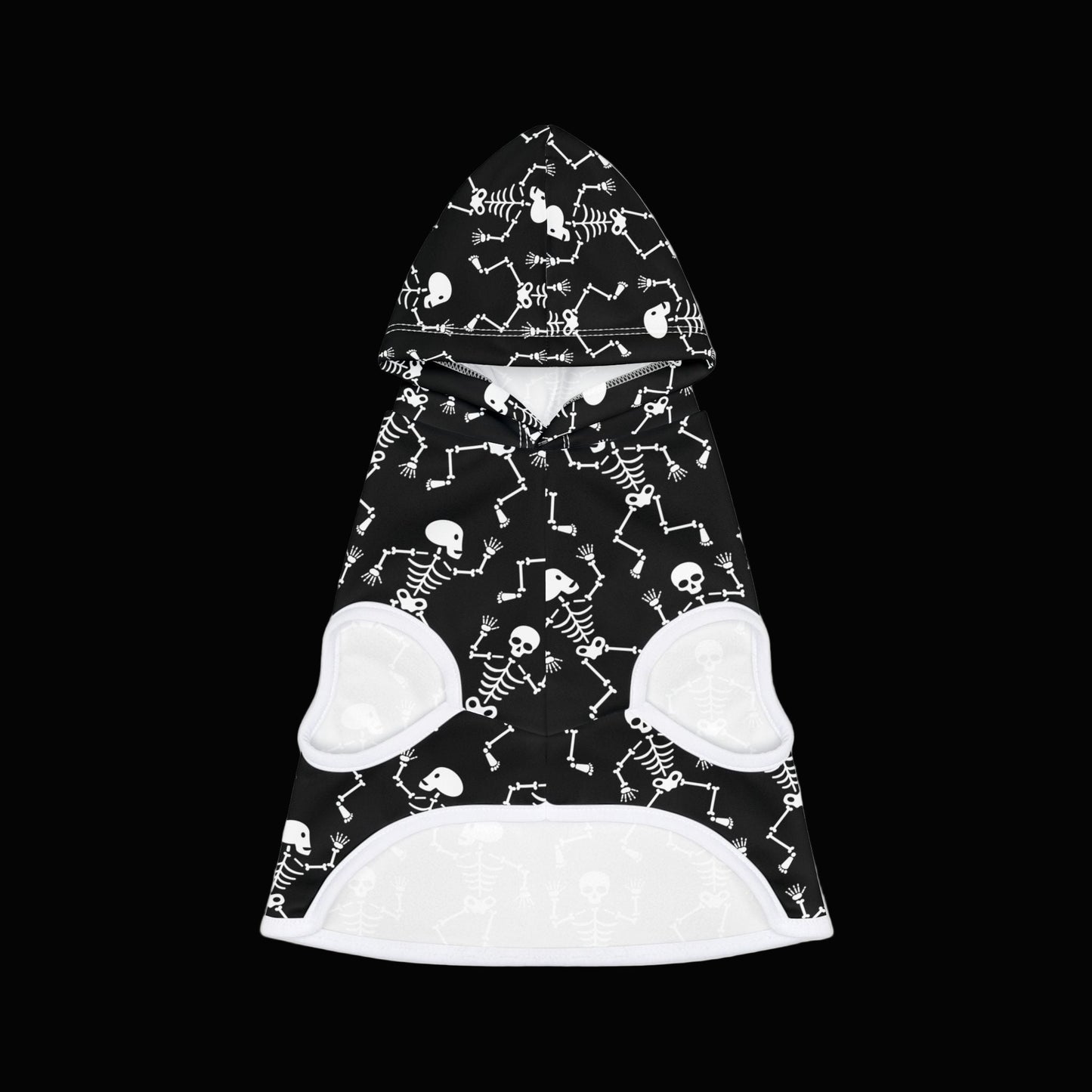 Spooky Skeletons Pet Hoodie, Halloween Dog Sweater, Black Dog Jacket, Pet Costume, Winter Pet Apparel