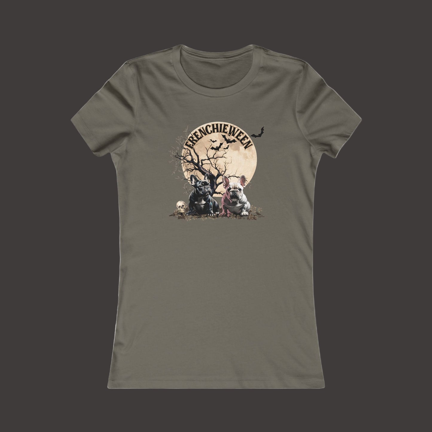 Halloween Graphic Tee, Spooky Women's T-Shirt, Fall Fashion, Frenchieween, Gift for Her, Dog Mom