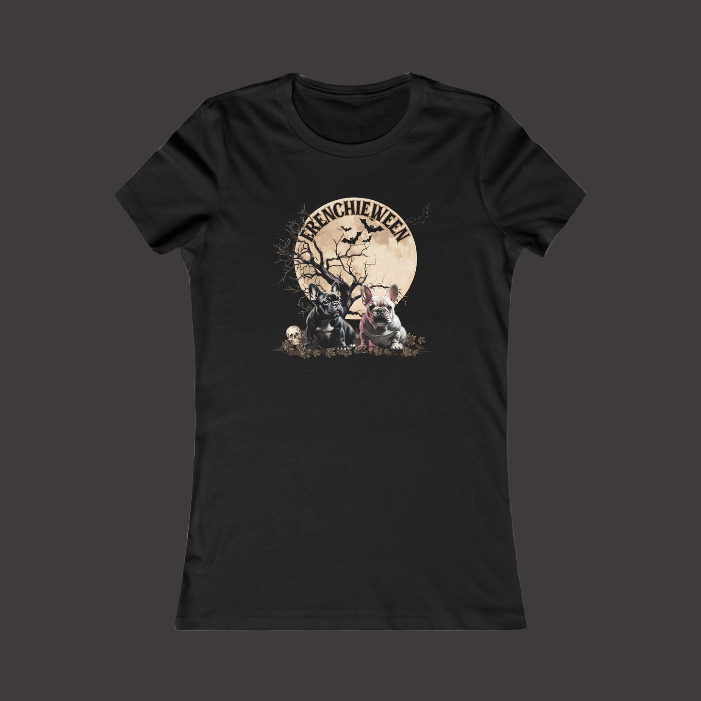 Halloween Graphic Tee, Spooky Women's T-Shirt, Fall Fashion, Frenchieween, Gift for Her, Dog Mom