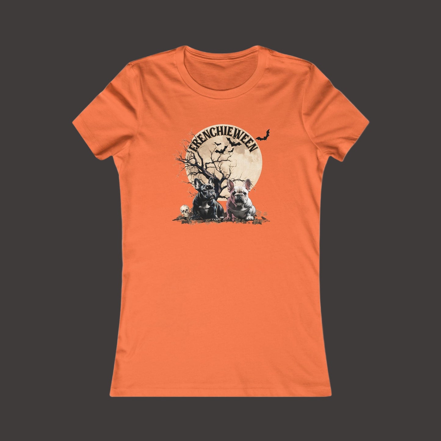 Halloween Graphic Tee, Spooky Women's T-Shirt, Fall Fashion, Frenchieween, Gift for Her, Dog Mom