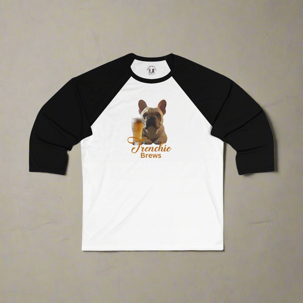 Unisex 3\4 Sleeve Baseball Tee, Beer, French Bulldog