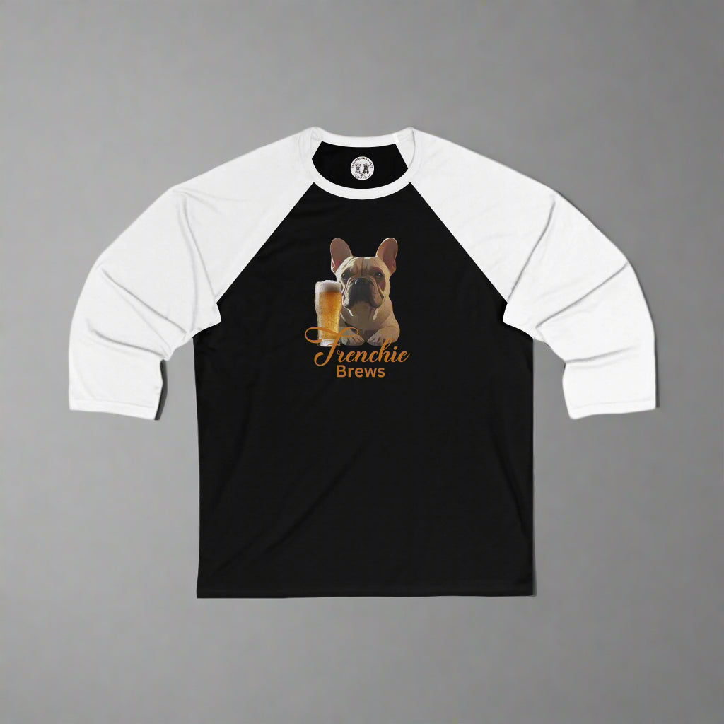 Unisex 3\4 Sleeve Baseball Tee, Beer, French Bulldog