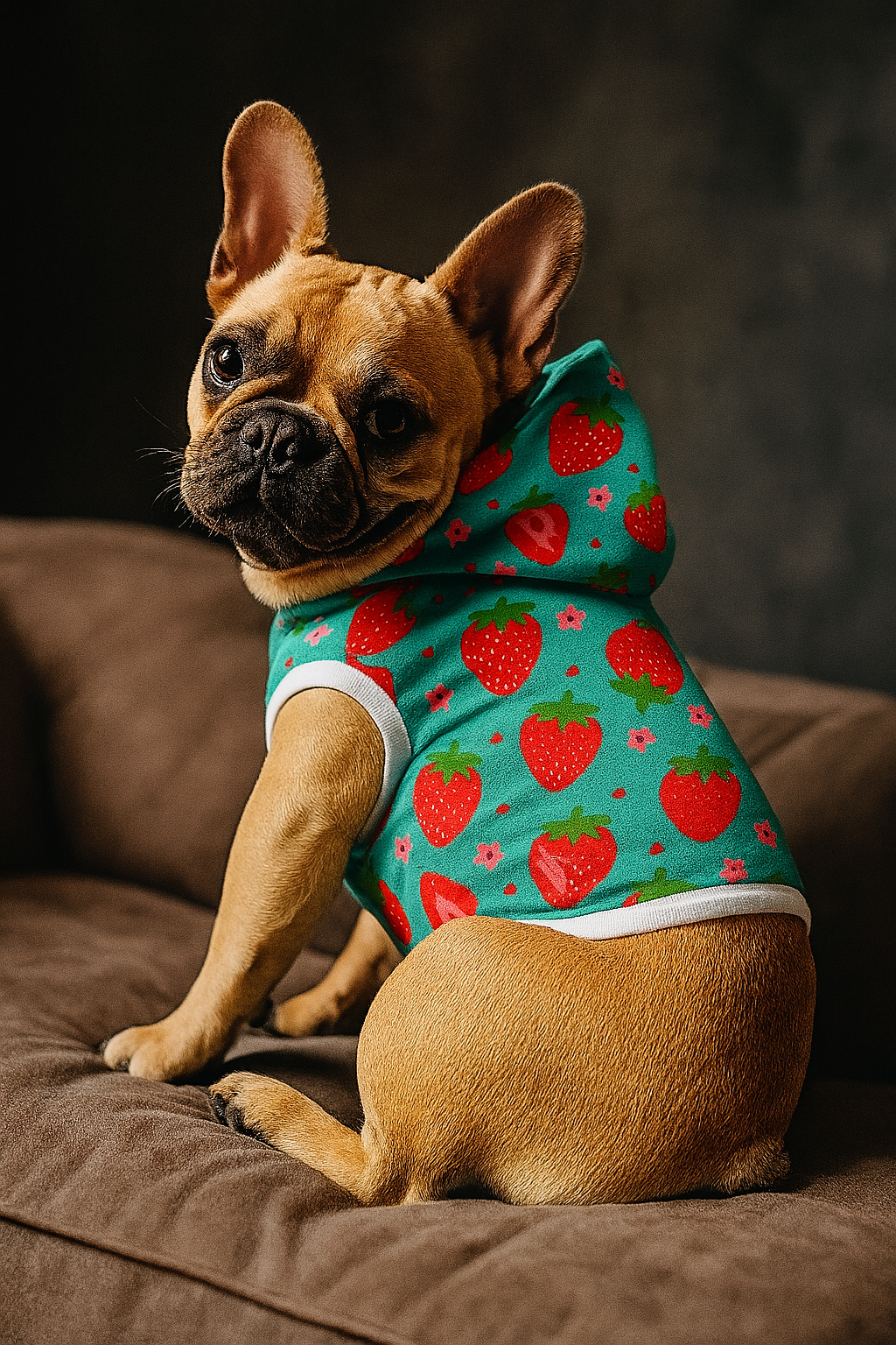 Dog Hoodie - Sweet Strawberries Design
