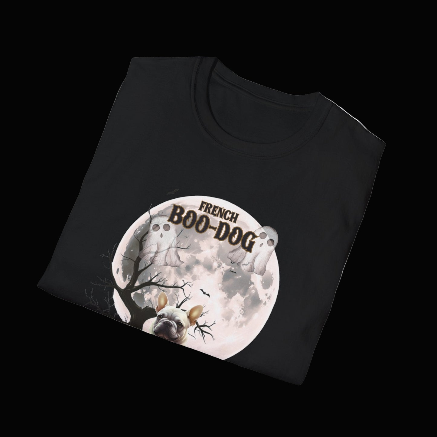 French Boo-Dog T-Shirt, Cute Halloween T-Shirt, Unisex Ghost Dog Tee, Funny Pet Lover Shirt, Gift for Dog Owners, Halloween Apparel