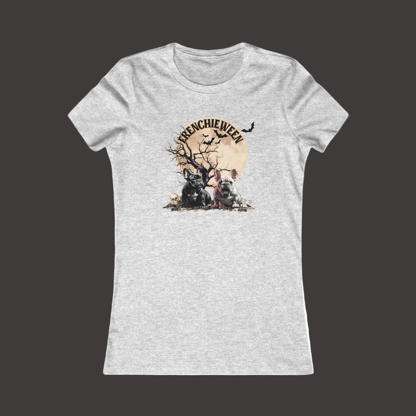 Halloween Graphic Tee, Spooky Women's T-Shirt, Fall Fashion, Frenchieween, Gift for Her, Dog Mom