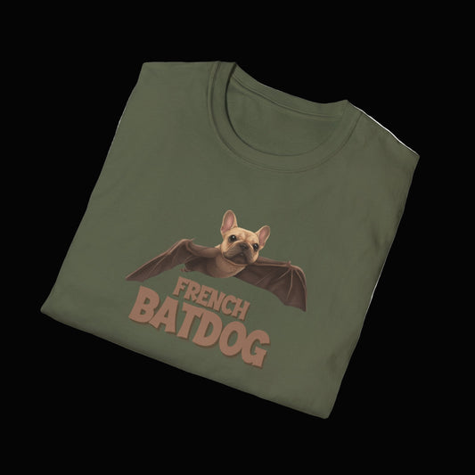French Batdog Unisex Softstyle T-Shirt, Funny Tee Gift, Pet Lover Apparel, Halloween Costume Shirt, Cute Dog Lover T-Shirt