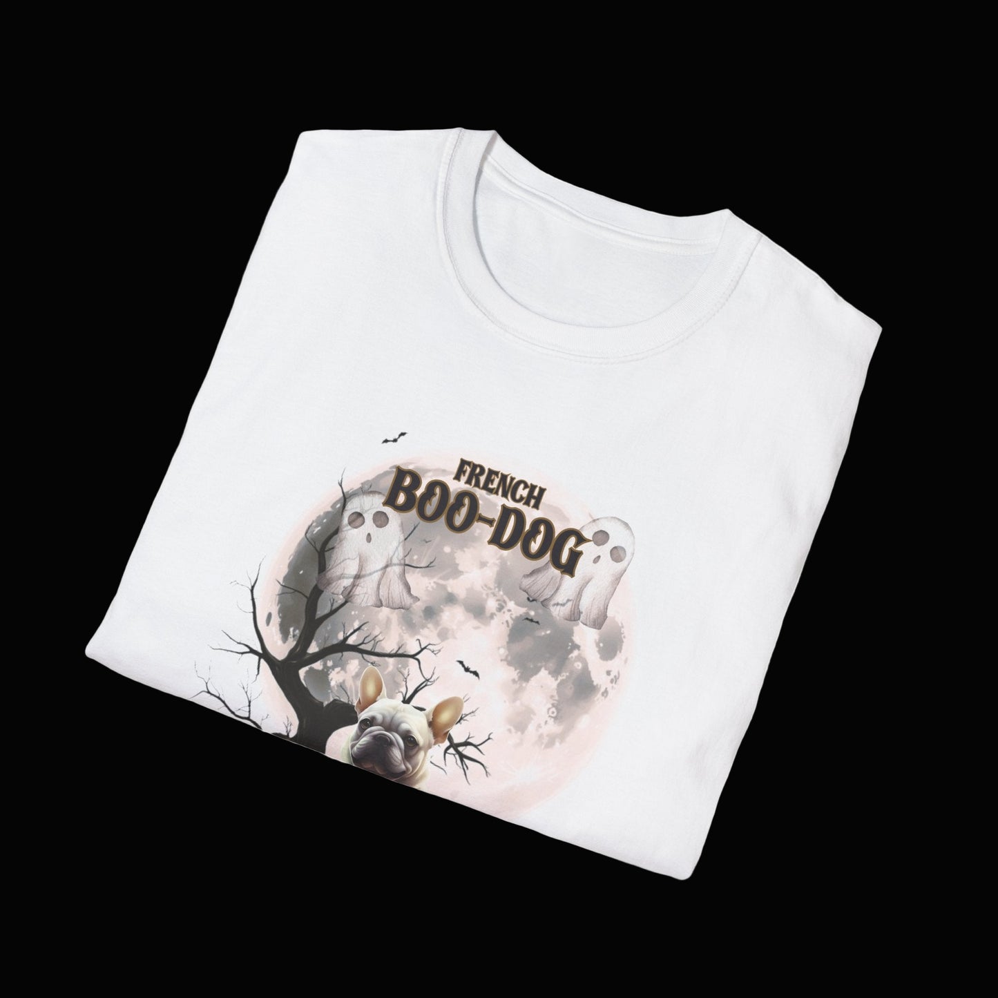 French Boo-Dog T-Shirt, Cute Halloween T-Shirt, Unisex Ghost Dog Tee, Funny Pet Lover Shirt, Gift for Dog Owners, Halloween Apparel