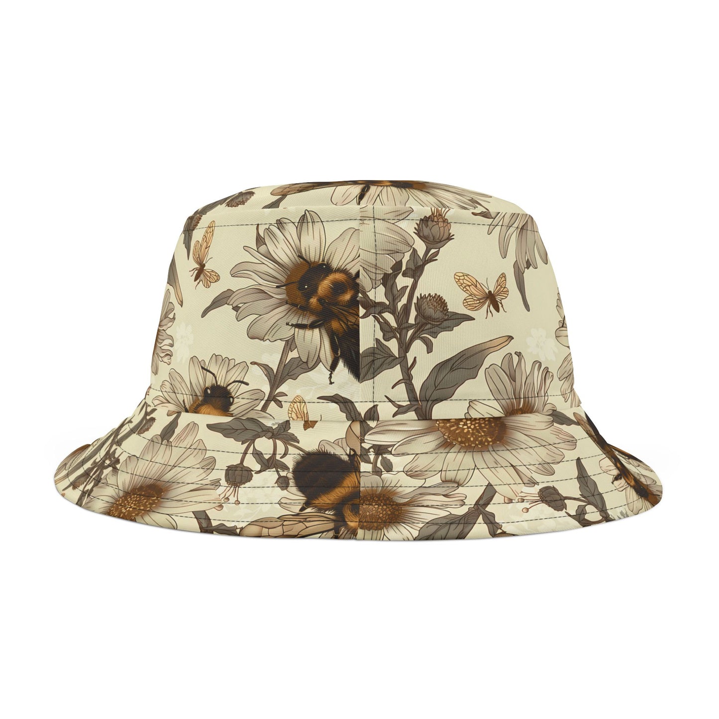 Floral Bucket Hat, Boho Sun Hat, Summer Accessory, Outdoor Fashion, Gift for Her, Beach Hat, Festival Hat, Bee Floral Design