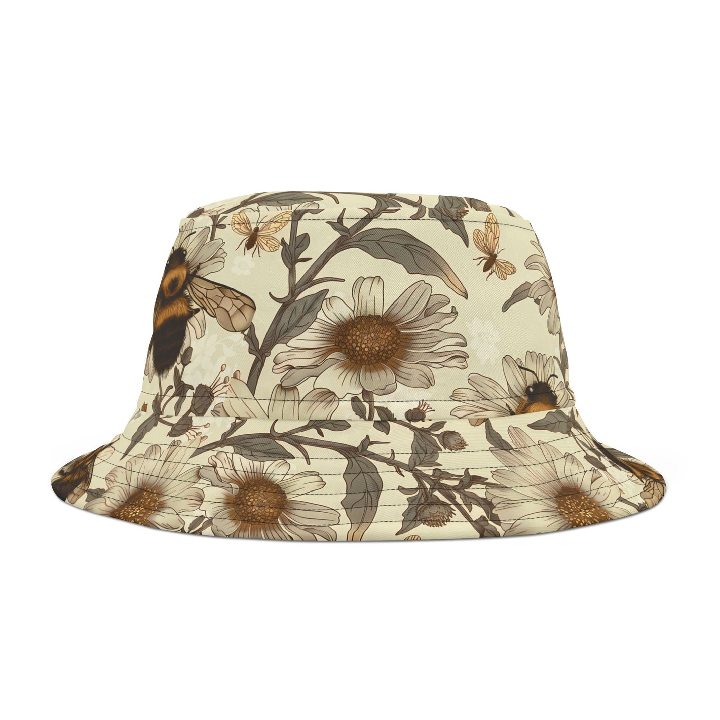 Floral Bucket Hat, Boho Sun Hat, Summer Accessory, Outdoor Fashion, Gift for Her, Beach Hat, Festival Hat, Bee Floral Design