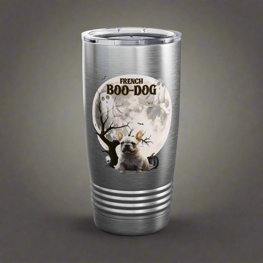 Halloween French Bulldog Tumbler, 20oz Stainless Steel Travel Mug, Cute Dog Drinkware, Boo-Dog Gift for Dog Lovers