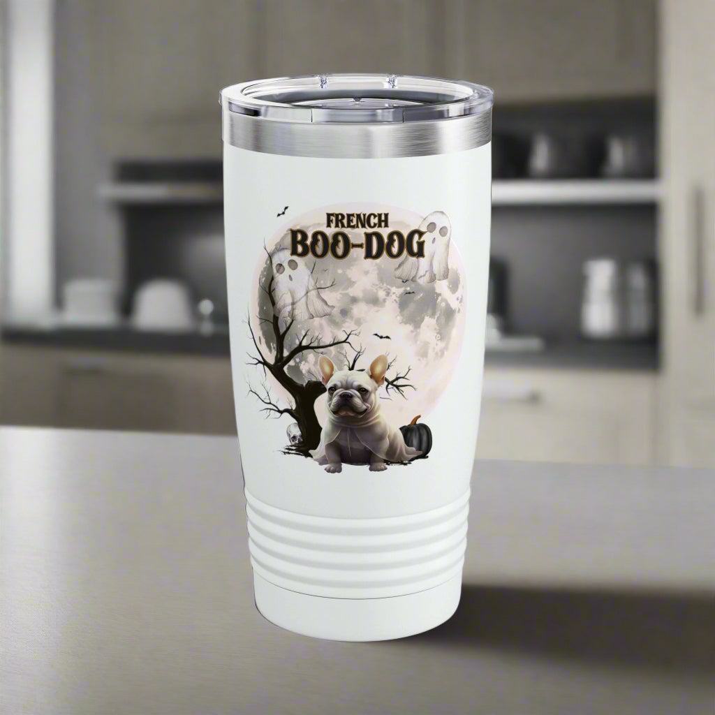 Halloween French Bulldog Tumbler, 20oz Stainless Steel Travel Mug, Cute Dog Drinkware, Boo-Dog Gift for Dog Lovers