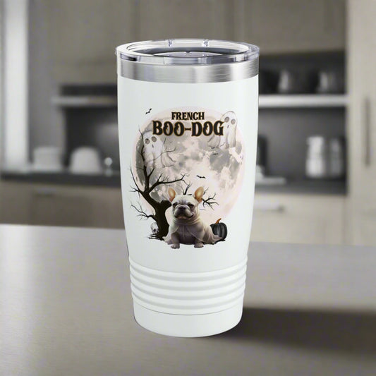 Halloween French Bulldog Tumbler, 20oz Stainless Steel Travel Mug, Cute Dog Drinkware, Boo-Dog Gift for Dog Lovers