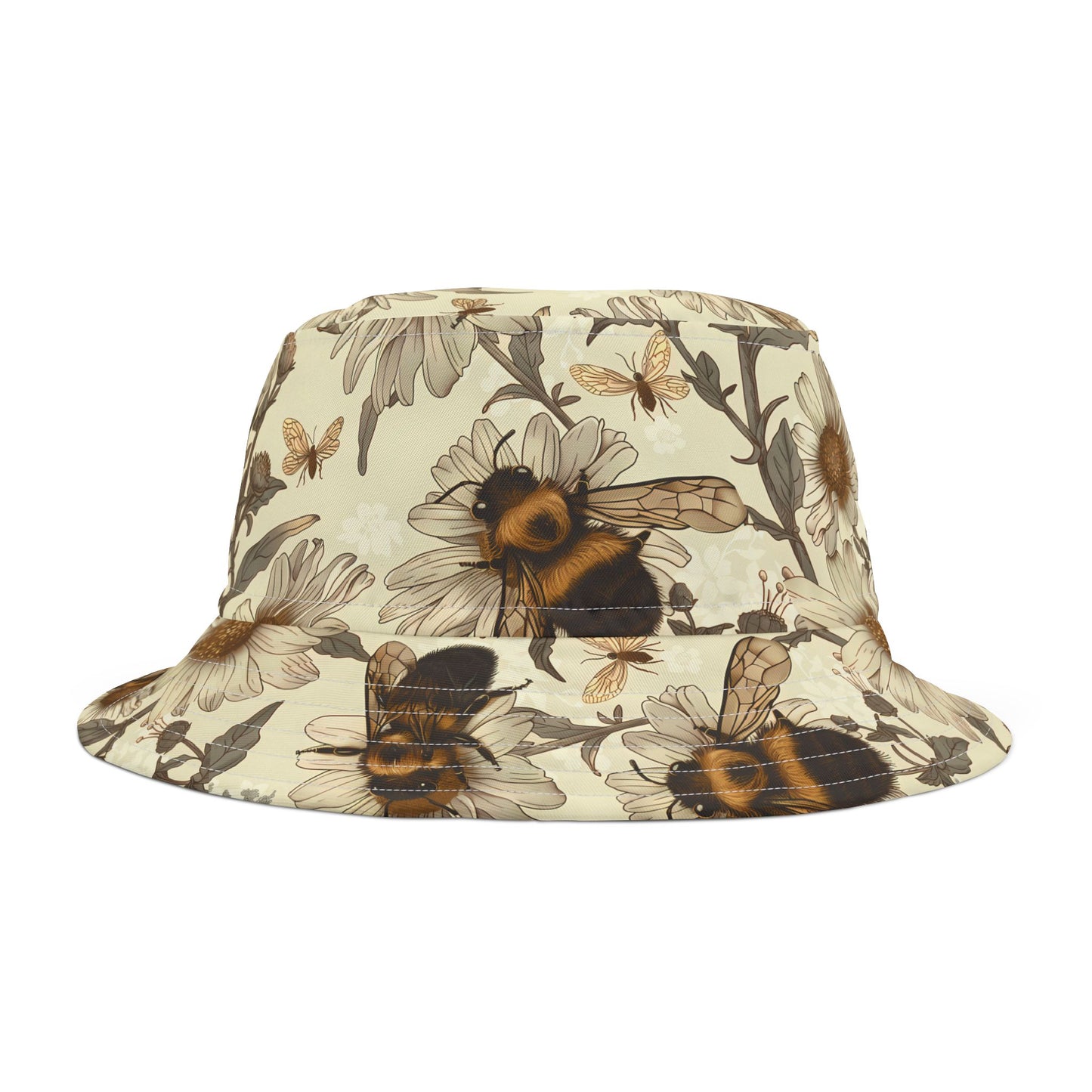 Floral Bucket Hat, Boho Sun Hat, Summer Accessory, Outdoor Fashion, Gift for Her, Beach Hat, Festival Hat, Bee Floral Design