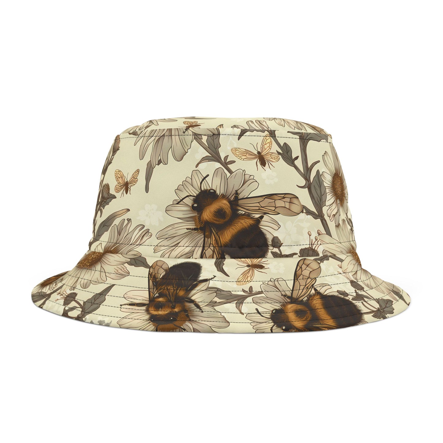 Floral Bucket Hat, Boho Sun Hat, Summer Accessory, Outdoor Fashion, Gift for Her, Beach Hat, Festival Hat, Bee Floral Design