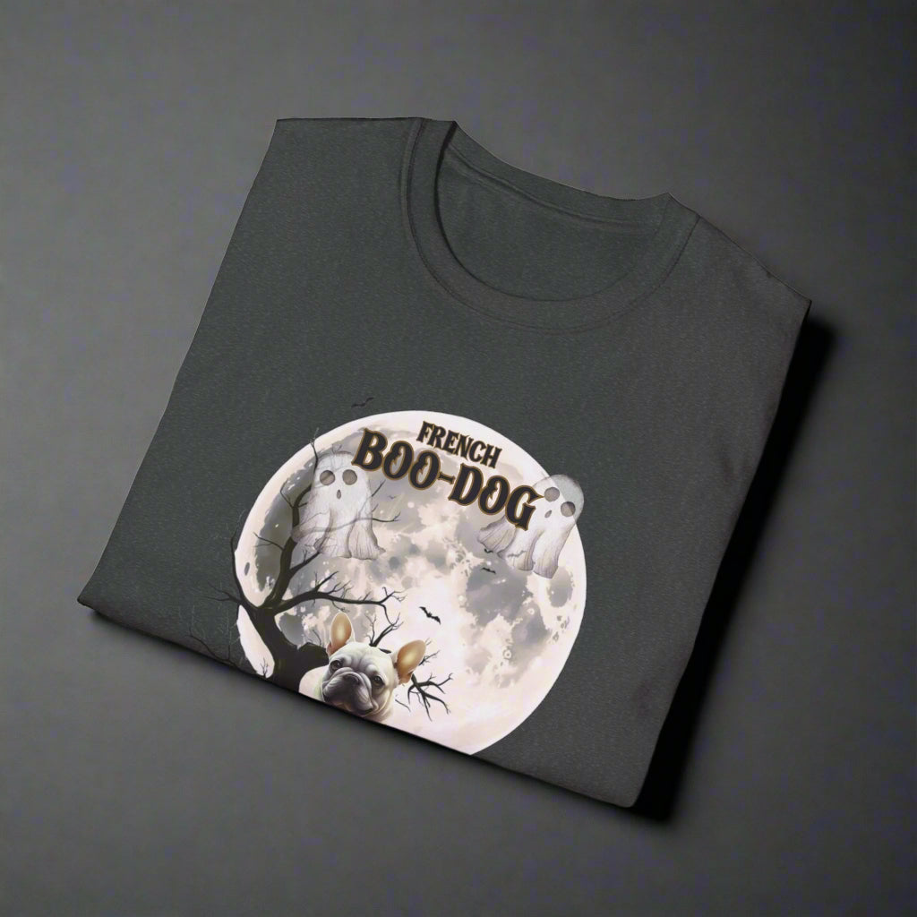 French Boo-Dog T-Shirt, Cute Halloween T-Shirt, Unisex Ghost Dog Tee, Funny Pet Lover Shirt, Gift for Dog Owners, Halloween Apparel