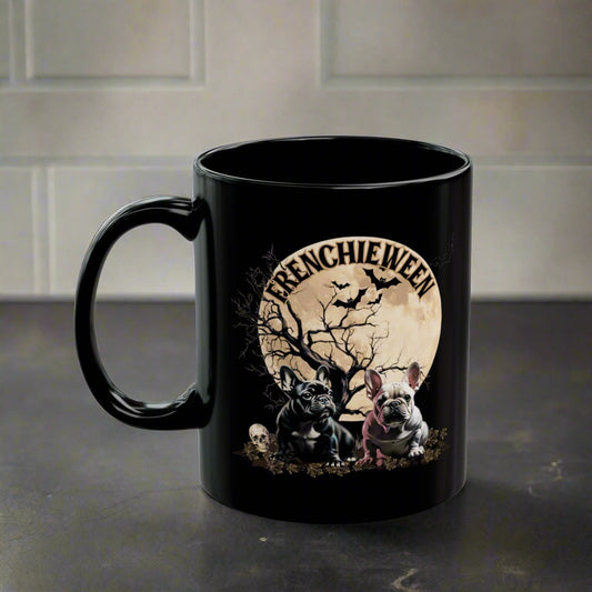 Mug French Bulldog Halloween Bats Fall Black